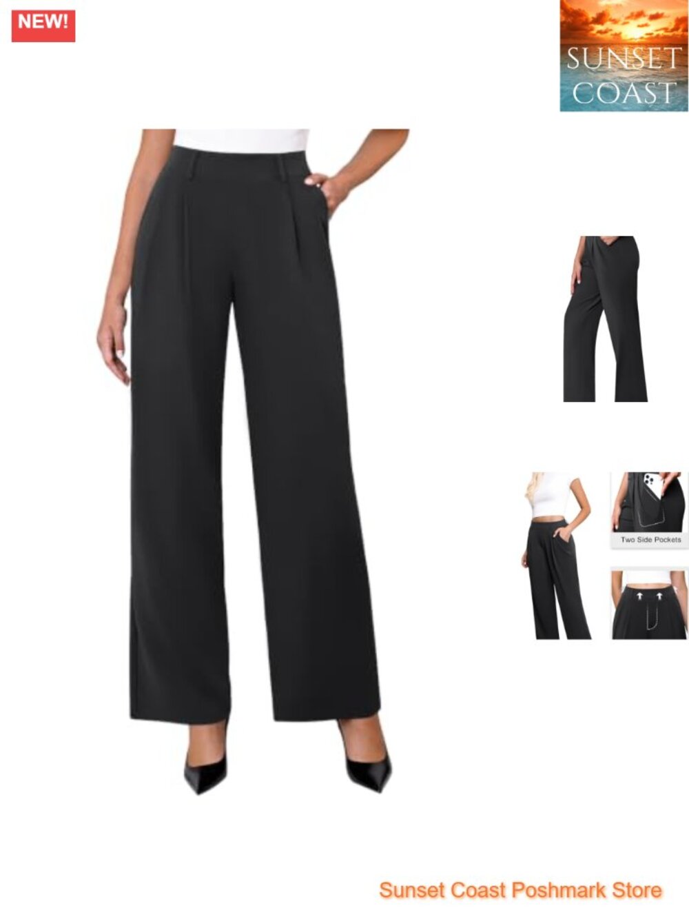 Women's Wide Leg Dress Pants Stretchy High Waisted Work Pants